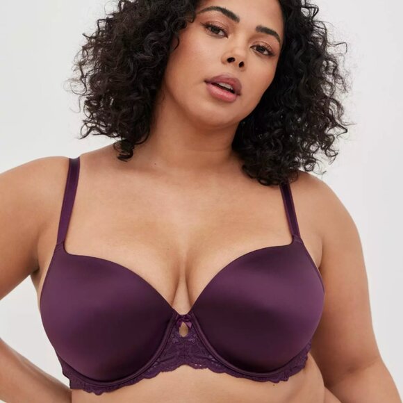 TORRID CURVE Perfect T-Shirt Bra in Microfiber Purple Shine Satin - Size 38DDD - Picture 1 of 13